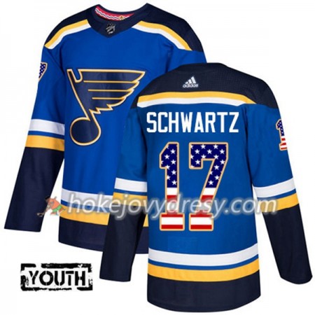 Dětské Hokejový Dres St. Louis Blues Jaden Schwartz 17 2017-2018 USA Flag Fashion Modrá Adidas Authentic